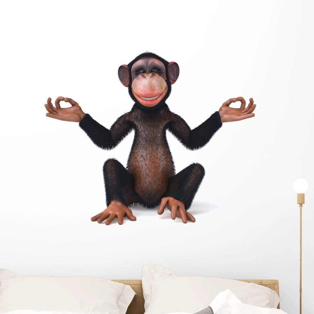 Wallmonkeys Zen Monkey Wall Decal Peel and Stick Animal Graphics (36 in W x 29 in H) WM436318