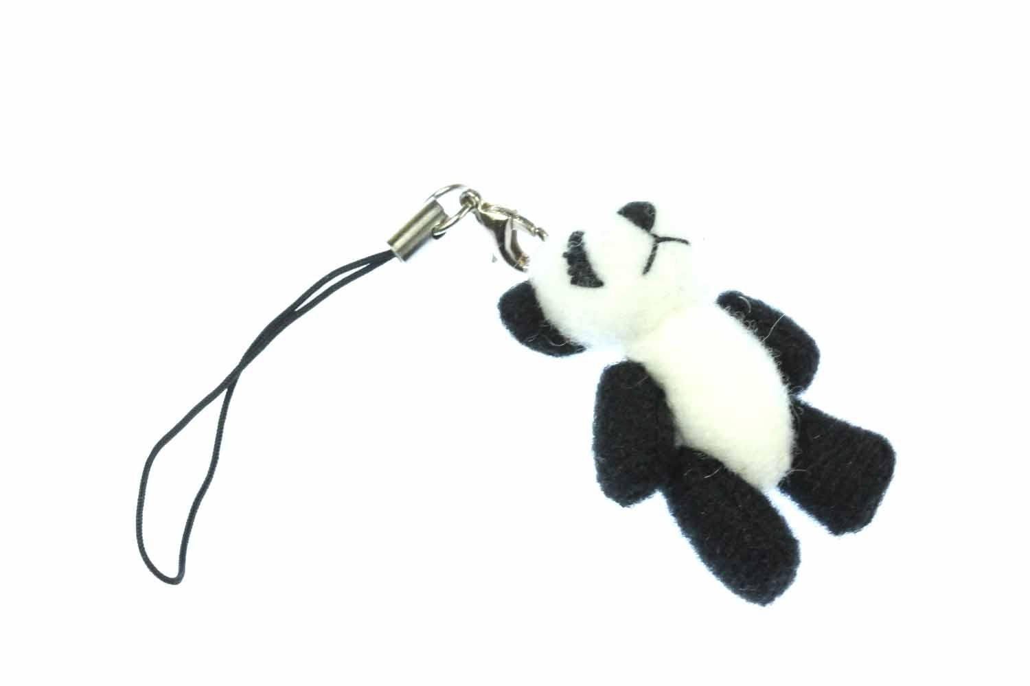 Miniblings Panda Bear Mobile Cell Phone Charm Pendant Teddy Asia Plush White Black