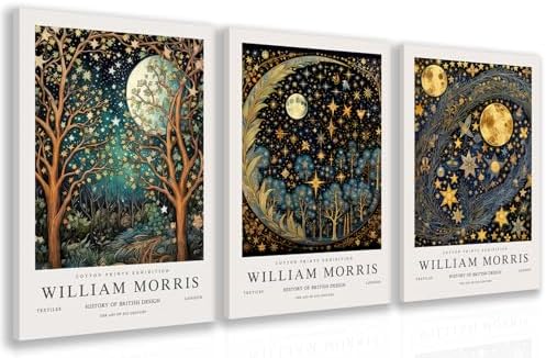 Hianan William Morris Framed Canvas Wall Art, Vintage Gold Moon S...