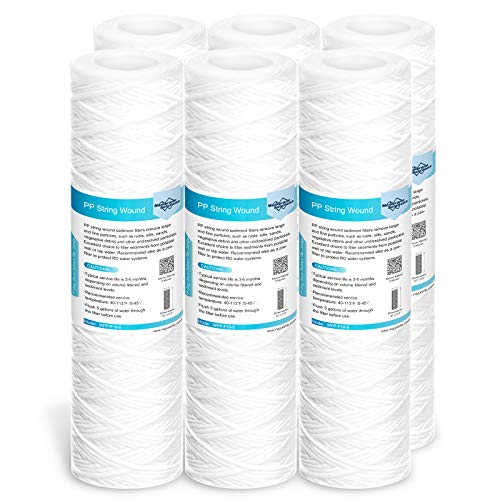 Comparison: Best House Water Filter For Well Water 4 Membrane Solutions 5 Micron 10"x2.5" String Wound Whole House Water Filter Replacement Cartridge Universal Sediment Filters for Well Water - 6 Pack