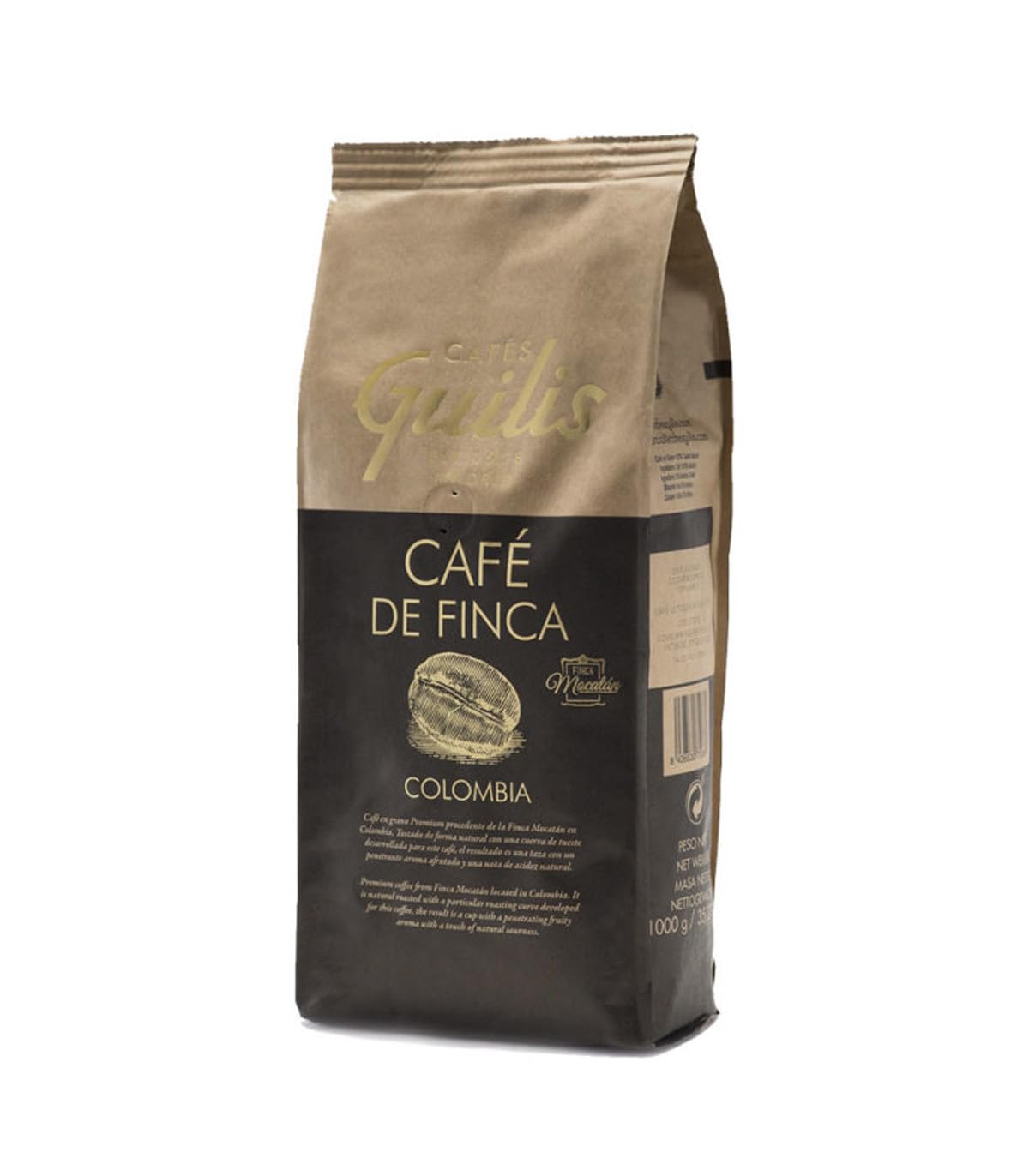 CAFES GUILIS DESDE 1928 Café Colombiano en Grano 100% Arábica Tueste Natural Finca Mocatán 1kg
