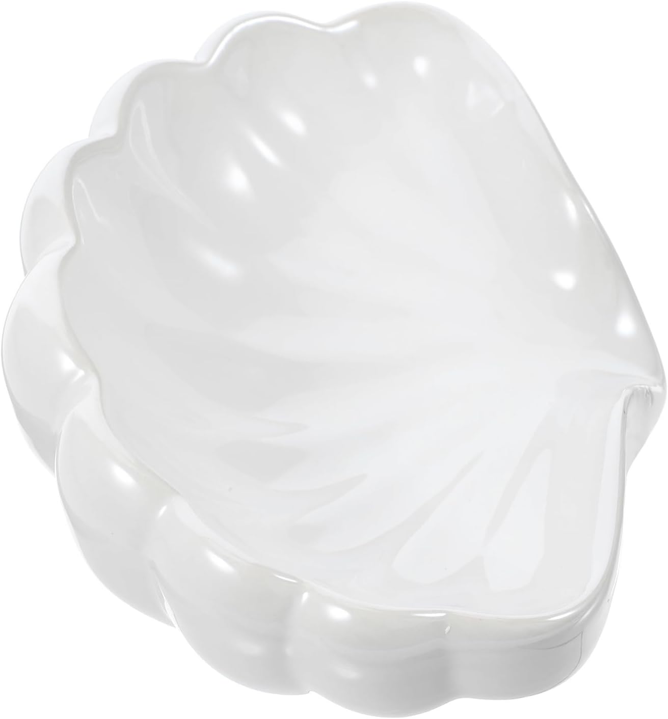 Ceramic Shell Shape Soap Dish Self Draining Soap Holder White Bathroom Sink Tray Multi-Functional Anti-Slip for Shower Countertop
