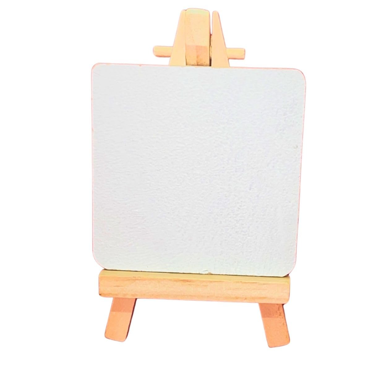 Active Elements 8 Mini Art Discs 4 Square Gesso Primed with Easels | Small Canvas for Kids Art School Easter 1