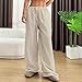 Women's Striped Wide Leg Pants Drawstring Elastic Waist Loose Fit Floor Length Casual Trousers Fashion Daily Wear Black