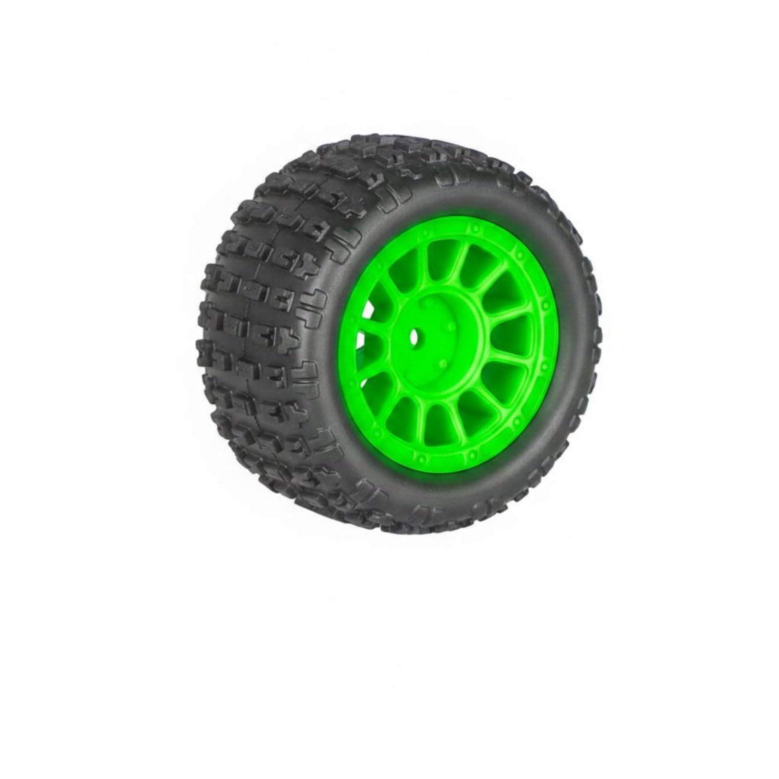 4 Stück RC Auto Reifen Modellreifen Rädersatz Profil Geländegängigkeit Material für 1/18 Wiese Schotter Strecke, Grün