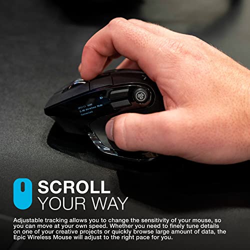Jlab Epic Wireless Mouse | Connect Via Bluetooth Or Usb Wireless Dongle | Multi-Device Toggle, Up To 3 Devices | Oled Display | Custom User Profiles | Adjustable Tracking | Full-Size | (1 Pack) #TOP2