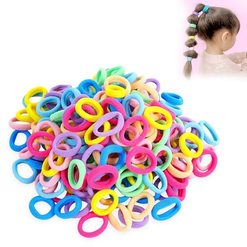 Image of GLUN Baby Toddlers Girls Elastics Hair Bands, 100 Piece Pack Multi Candy Colours Hair Ties High Elasticity, Ponytail