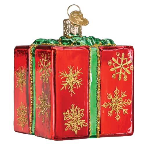 Old World Box Glass Blown Ornament for Christmas Tree, Handcrafted