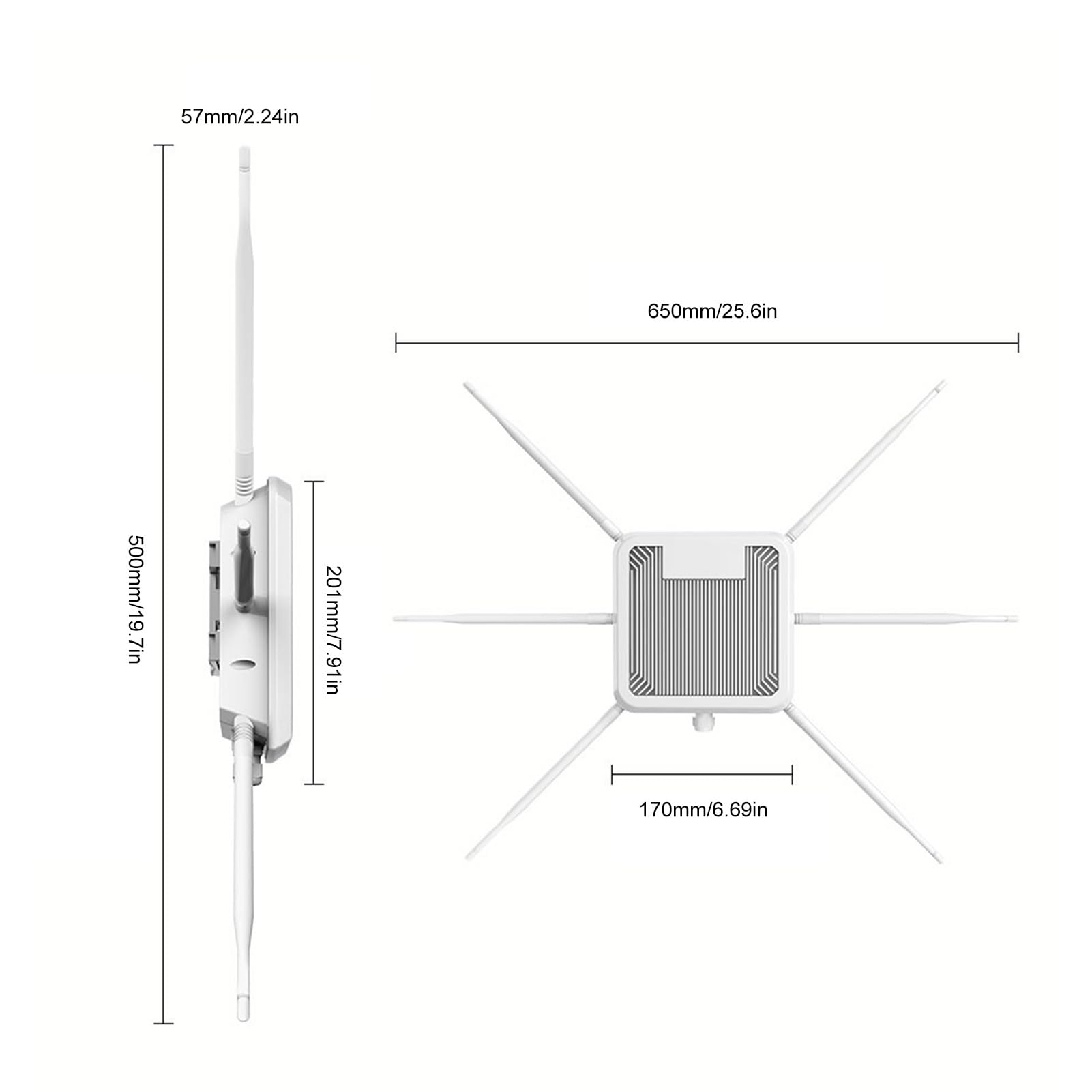 Lazmin112 Router Wireless 3000M, 6 Antenne Dual Band Ad Alto Guadagno 5 modalità IP67 Resistente All'acqua, con Copertura a 360° e Difesa Contro le Sovratensioni 15KV, per Interni Ed (Spina europea)