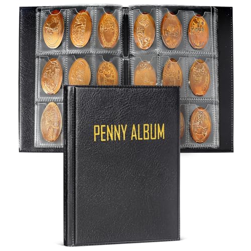 CollectHall Mini Pressed Penny Book Penny Album Hold 108 Coins Black