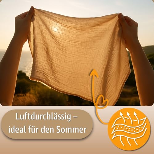 Musselin Einschlagdecke Babyschale Baby Decke 90x90 cm - Atmungsaktive Sommerdecke Blanket für Kinderwagen und Autositz für Neugeborenen und Kleinkinder Oeko-Tex Hellbeige