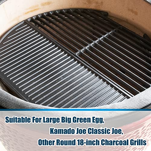 VANKEY 18" Half Moon Cast Iron Reversible Griddle and Cooking Grate for