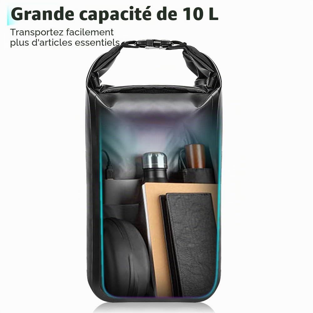 Kavolet Lot de 2 sacoches de fourche de vélo de 10 l - Étanche - Avec ouverture par rouleau - Sacoche de vélo avant pour porte-bagages - Sacs de vélo portables pour VTT et vélos de route