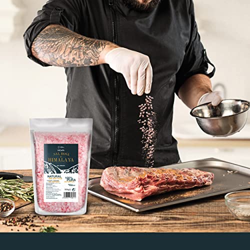 Himalaya Salz Grob, Rosa. 100% Natürlich, BIO, Ohne Zusatzstoffe, Unraffiniert. Grobes Salz Mit Hohem Gehalt An Spurenelementen. Zum Würzen Und Verfeinern. Ursprung: Pakistan.