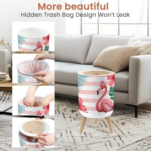 Caneca de basura pequeña con tapa color rosa flamingo miniatura 4