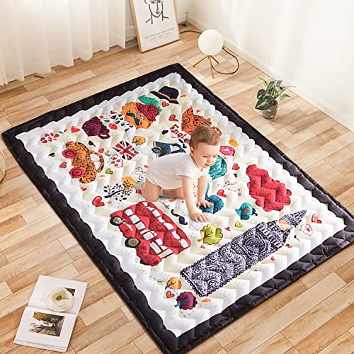 Alfombra grande de juego para bebé, alfombra de juego de algodón para el suelo del bebé, alfombra de juego suave y gruesa, impermeable, 197 x 145 x 2,5 cm Cover
