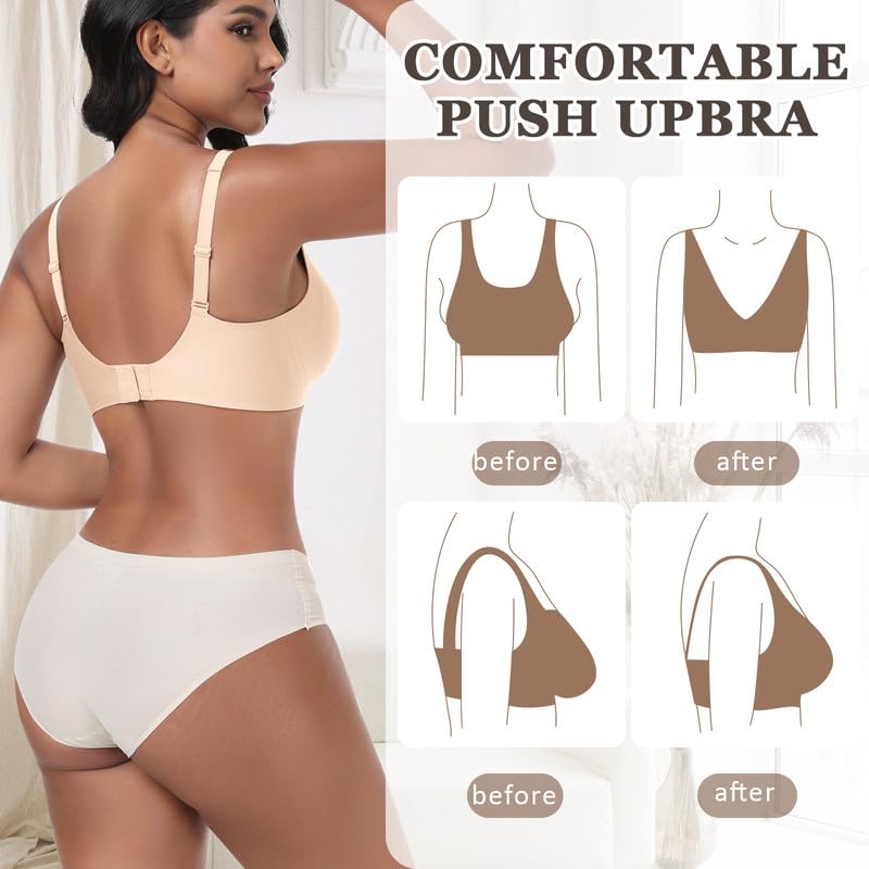 Deep V - Reggiseno senza fili da donna, supporto confortevole, senza cuciture, morbido, imbottito, in gelatina, per seni piccoli e grandi, bralette liscia con estensione extra