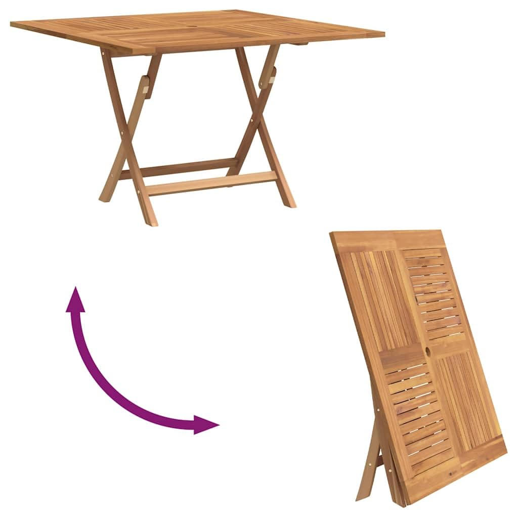 vidaXL Tavolo da Giardino Pieghevole Grigio 110x110x75cm Massello Teak