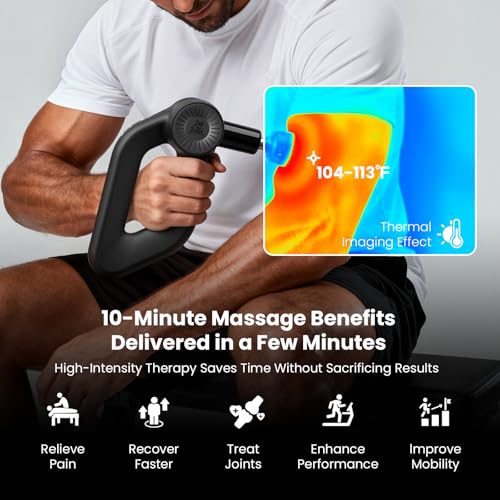 Image of BOB AND BRAD D6 Ultra Massage Gun with Infrared Light, Deep Tissue Percussion with 16mm Amplitude, Professional Muscle Massager for Athletes, Electric Handheld Massager