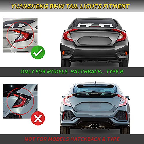 Vland Led Smoked Tail Lights Assembly Compatible For [ 2016-2020 10Th Gen Honda Civic Sedan] W/ Sequential & Starry Dynaic Animation & Breath Running Light, Set (Not Fit Hatchback & Type R) #TOP4