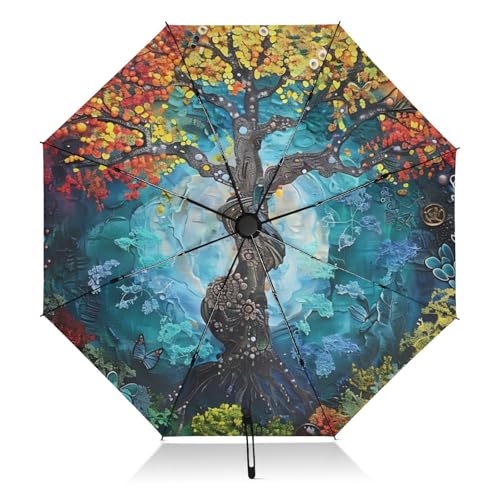 Parapluie compact automatique de 46 pouces protection UV UPF 50+ pliable