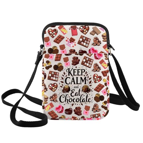 BWWKTOP Kawaii Chocolate Crossbody Bag Sweet Tooth Lover Gift Keep Calm And Eat Chocolate Shoulder Bag (Chocolate-XK B)