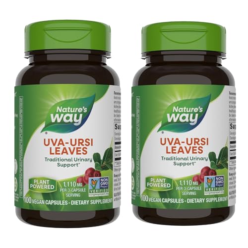 Natures Way Uva Ursi Leaves - Herbal Wellness Formula for Traditional Urinary Support* - 1110 mg per 3-Capsule Serving - Vegan Dairy-Free & Gluten-Free - 100 Count (33 Servings 2-Pack)