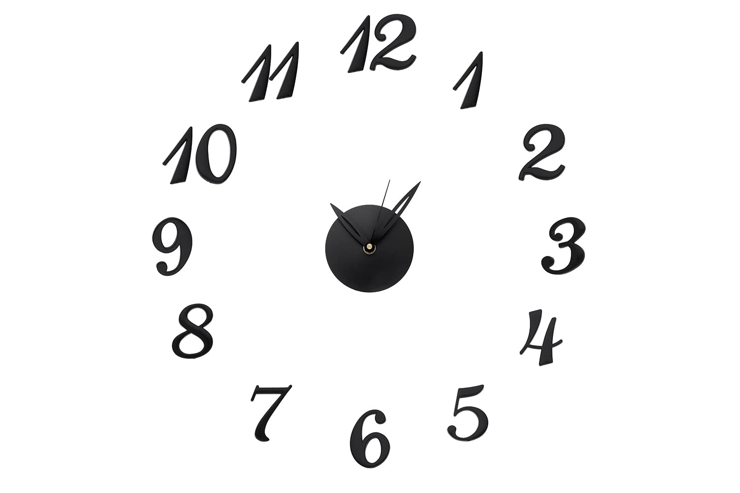DIY Wall Clock, Original Design of Sticky Clocks, Fully Shaped 3D Numbers and Indices. DIY Wall Clock Gluing 3D Clock Large Wall Clocks for Decoration Living Room Home Kitchen Office and Hotel Black