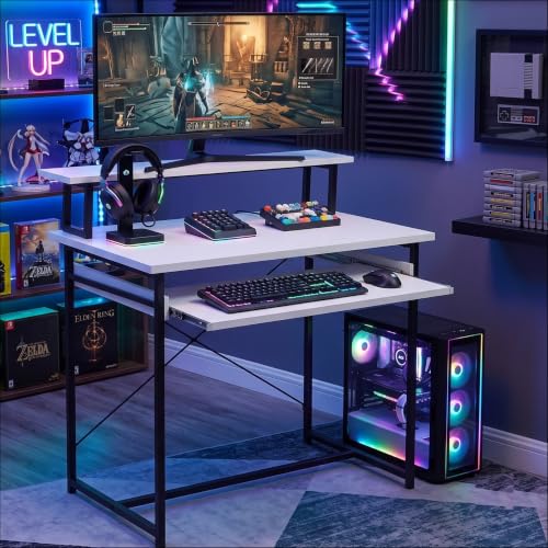 Image of Callas ST-25 DeskMate Pro Engineered Wood Study Desk | 90x54x94.5 cm | Sliding Keyboard Tray, Monitor Riser Shelf | Metal Frame | Home Office, Gaming & Kids Room (White, ST-25) - 1 Year Warranty