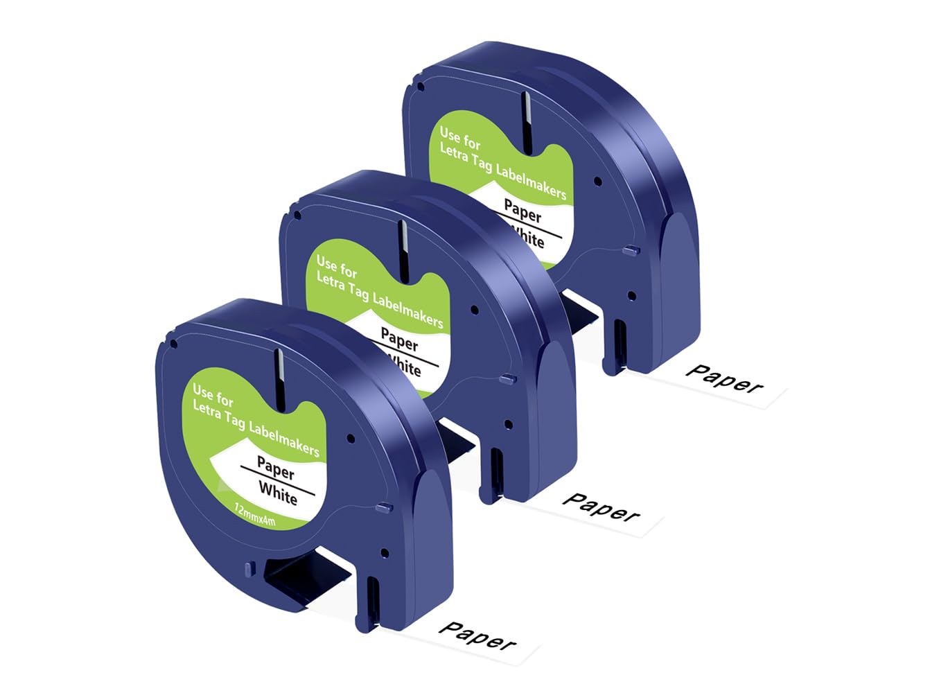 UNOKA Compatible for Dymo Letra Tag Label Maker Refills 1/2 x 13, 12mm x 4m White Paper Tape 91330 10697 S0721510 for Dynamo LetraTag LT-100H LT-100T QX50 200B XR XM 2000, 3 Pack