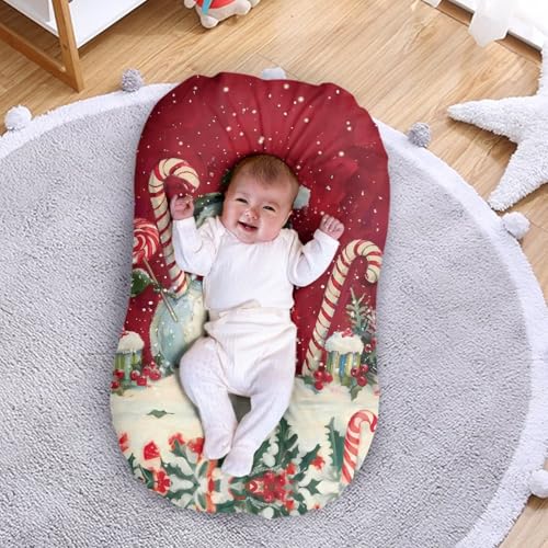 Image of ZOUTAIRONG Snowman Candy Cane Bassinet Sheetsack Christmas Unisex Fitted Baby Bassinet Sheets Set for Standard Bassinets for Baby Boys or Girls