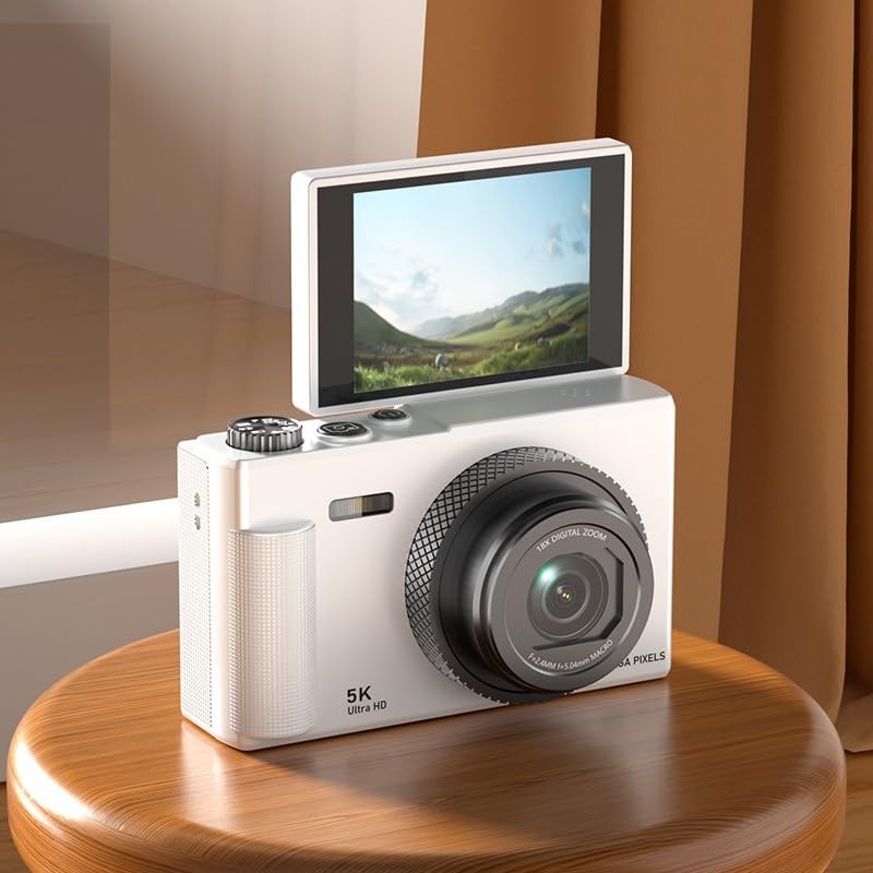 Videocamera Vlog-friendly: registrazione 5K, LCD Flip a 180 gradi, zoom 18x, stabilizzazione elettronica, CMOS da 1/2,3 pollici (nero)