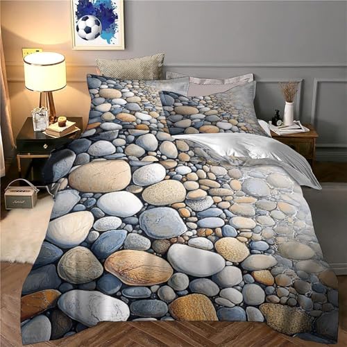 Parure de lit galets 3D ultra douce en microfibre résistante fermeture éclair - 6
