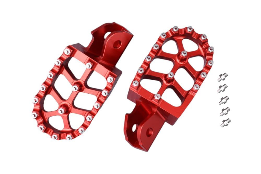 avdb - motocykl Podnóżek Cross/Enduro kompatybilny z HONDA CRF 150 /CRF150F 2003-2018, CRF 250 / CRF250F 2019-2024, CRF 230 / CRF230F 2003-2021 aluminiowy prawy + lewy (czerwony)