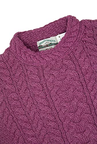 Aran Crafts Irish Balloon Sleeve Sweater, 100% Merino Wool, Authentic & Traditional Feel, Classic Sweater-Style Knit Designs, Made In Ireland. (C5272-Lg-Ber) #TOP2