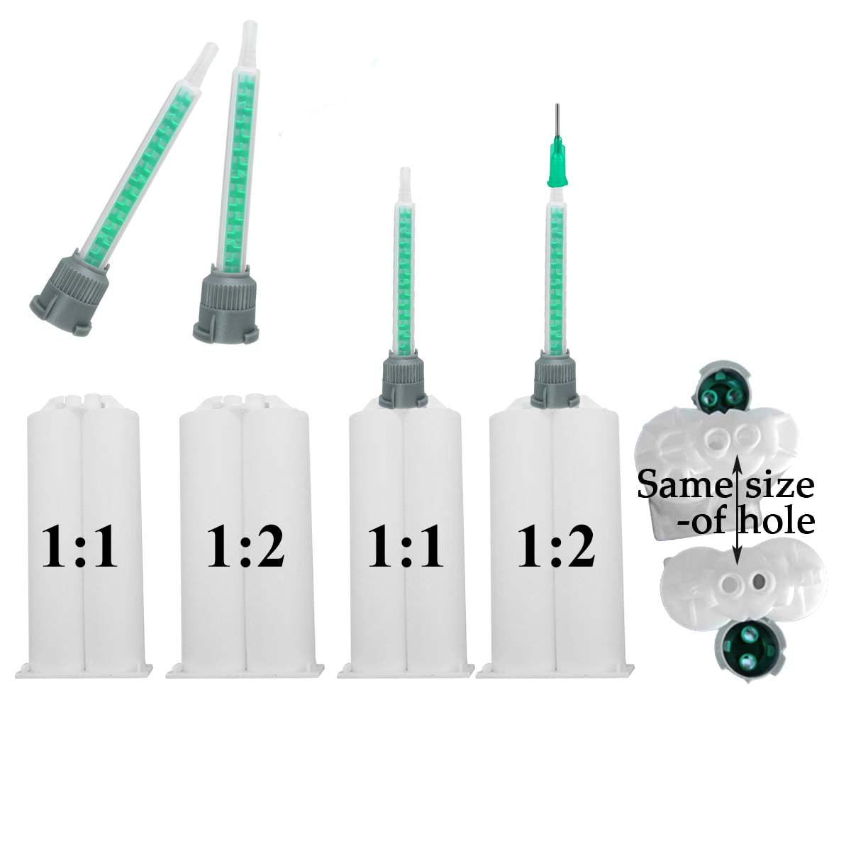 Good News Mixing Nozzles Adhesive Cartridges Tip for 50ml Resin Mixer Adhesive Applicatior 16-Element, 3.6in, 1:1 & 2:1 ratios(20 pieces)