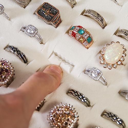 Image of Coward 2Pcs /Set Stackable Ring Organizer Tray Beige Velvet Ring Earring Stud Jewelry Display Holder Tray for Store Selling or Home Show Storage
