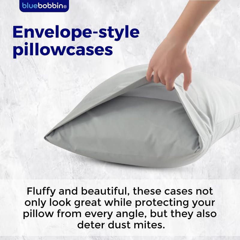 Miniatura 6 de Juego de sábanas de 4 piezas, 100% algodón egipcio de 1000 hilos, bolsillo profundo de 18 pulgadas, suave, colección de ropa de cama de hotel de