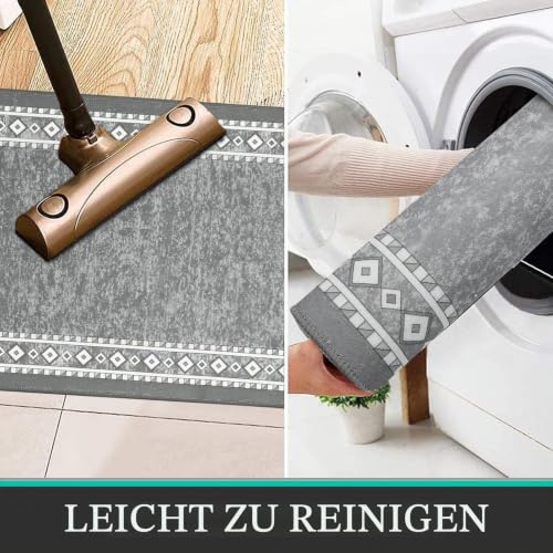 Enyhom Lang Teppich Läufer 66 x 240 cm Waschbar rutschfest Läufer Flur Teppich Küchenläufer dauerhaft Eingangstürmatte Teppich für Haustür… – Ansicht 5
