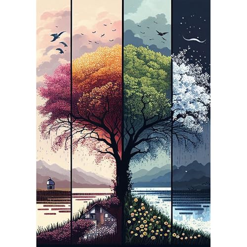 Image of Tree Stamped Cross Stitch Kits for Beginners Adults,Landscape Dimensions Needlepoint Art Crafts,Counted Cross Stitch Kits Embroidery Kits for Beginners Adults for Home Decor 11.8x15.7inch