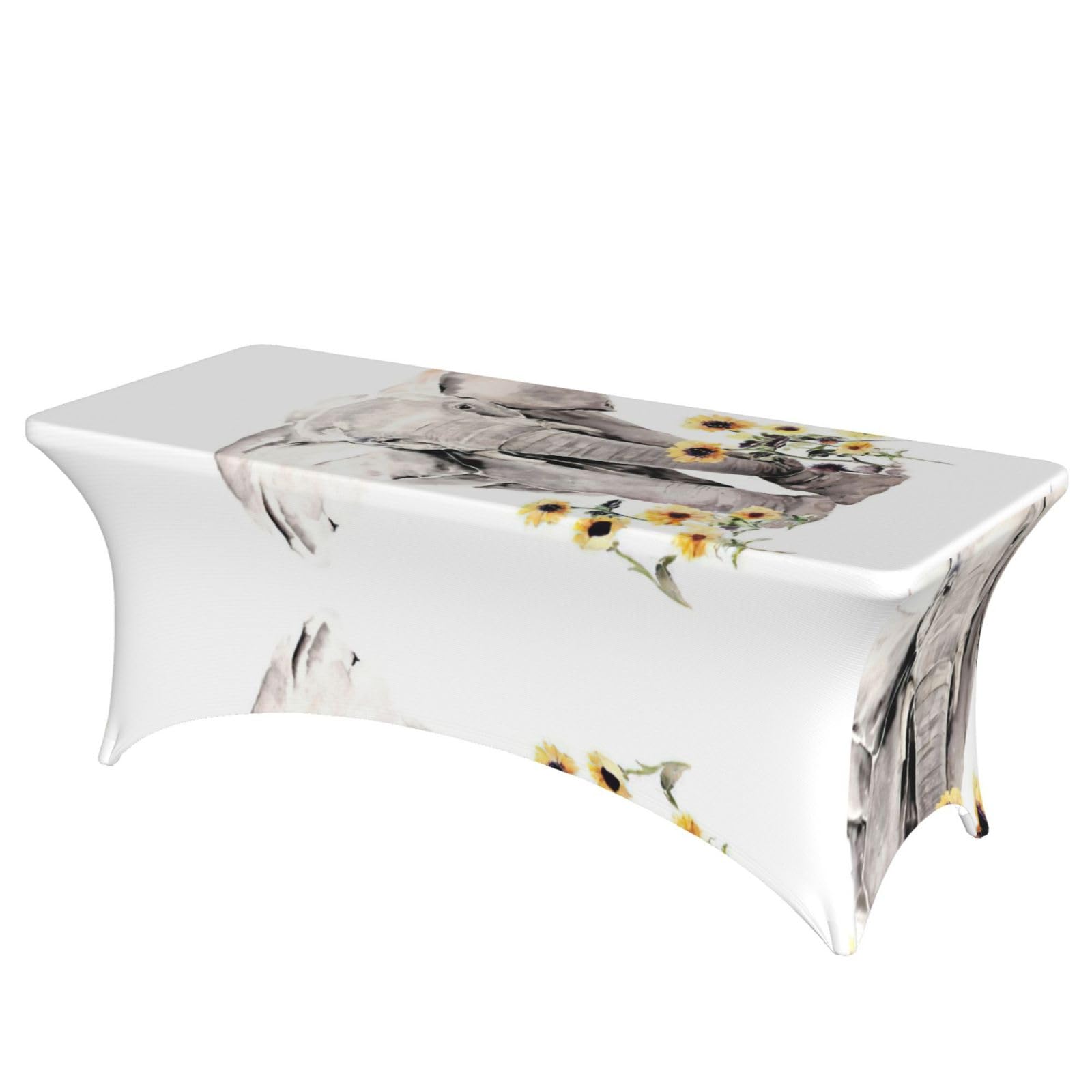 Housse de table rectangulaire extensible 1,8m imprimé éléphant tournesol