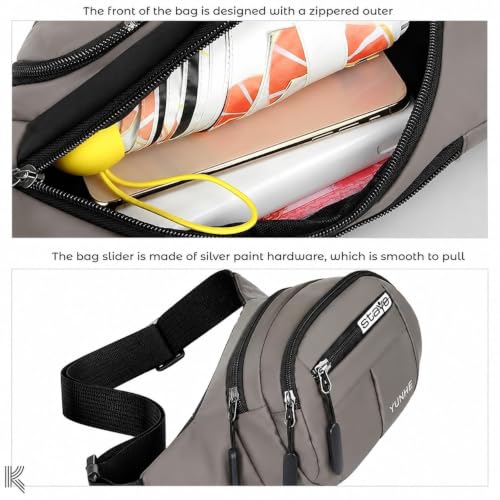Image of Waist Bag for Man & Woman | Travel Handy Hiking Running Pouch with Zipper | Adjustable Strap Fanny Pack for Documents Money Card Phone Earphone (Dark Gray)