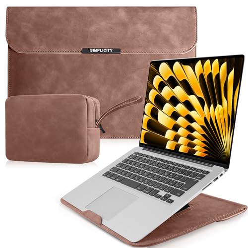 Housse pour MacBook Pro 16 rose avec support ergonomique en cuir pour PC HP Surface 15