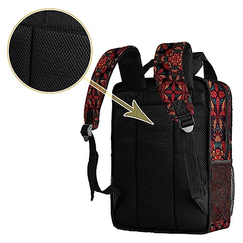 Sac à dos multicolore mandala rouge avec bretelles ajustables