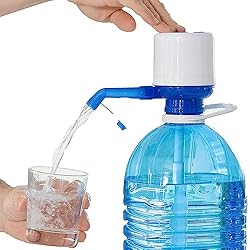 Dispensador De Agua Recargable Precio InnovaGoods Dispensador de Agua Universal, Dosificador Manual para Garrafas, Botellones, Barriles, Compatible para Botellas de 2,5/5/6,5/8 y 10L, con Adaptador de 3,8 y 4,8cm antigoteo. Blanco-Azul