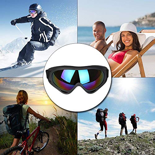 Vicloon Skibrille, 2 Stück Ski Snowboard Brille, UV-Schutz Goggle, Motocross Brille Helmkompatible, Anti-Fog Skibrille, Sportbrille für Skifahren Motorrad Fahrrad Skaten, Unisex