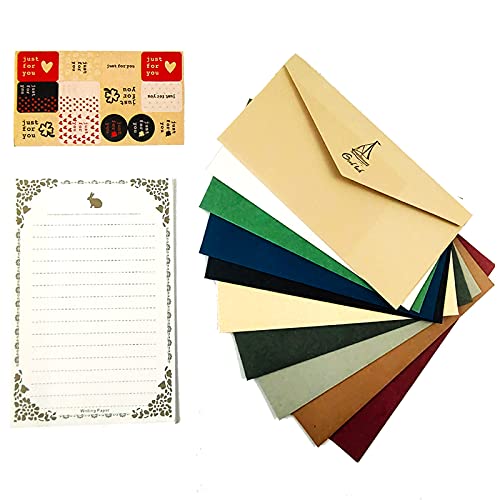 AHSONLUF 30 PCS Vintage Stationery Paper and Envelopes Set,Paper Stationery Set with Envelopes,Writing Letter and Envelopes Stationary Paper with 13 Pcs Sealing Sticker for School Office Supplies