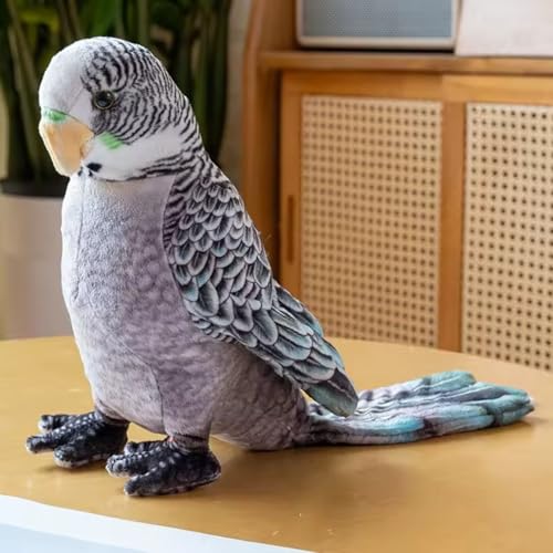 Image of Tickles Cute Parrot Soft Stuffed Plush Bird Toy for Kids Boys & Girls Birthday Gifts (Size: 30 cm Color: Grey & Blue)