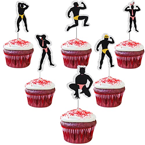 Male Dancers Strippers Beefcake Cupcake Toppers - Bachelorette Cupcake Toppers - Hen Party Birthday Valentine's Day And Bridal Shower Party Decoration Supplies(18Pcs) #TOP2