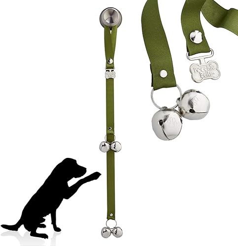 PoochieBells Timbre de puerta para perro hecho a mano para entrenamiento al baño, fácil y rápido, seguro para perros, hecho en Estados Unidos, con